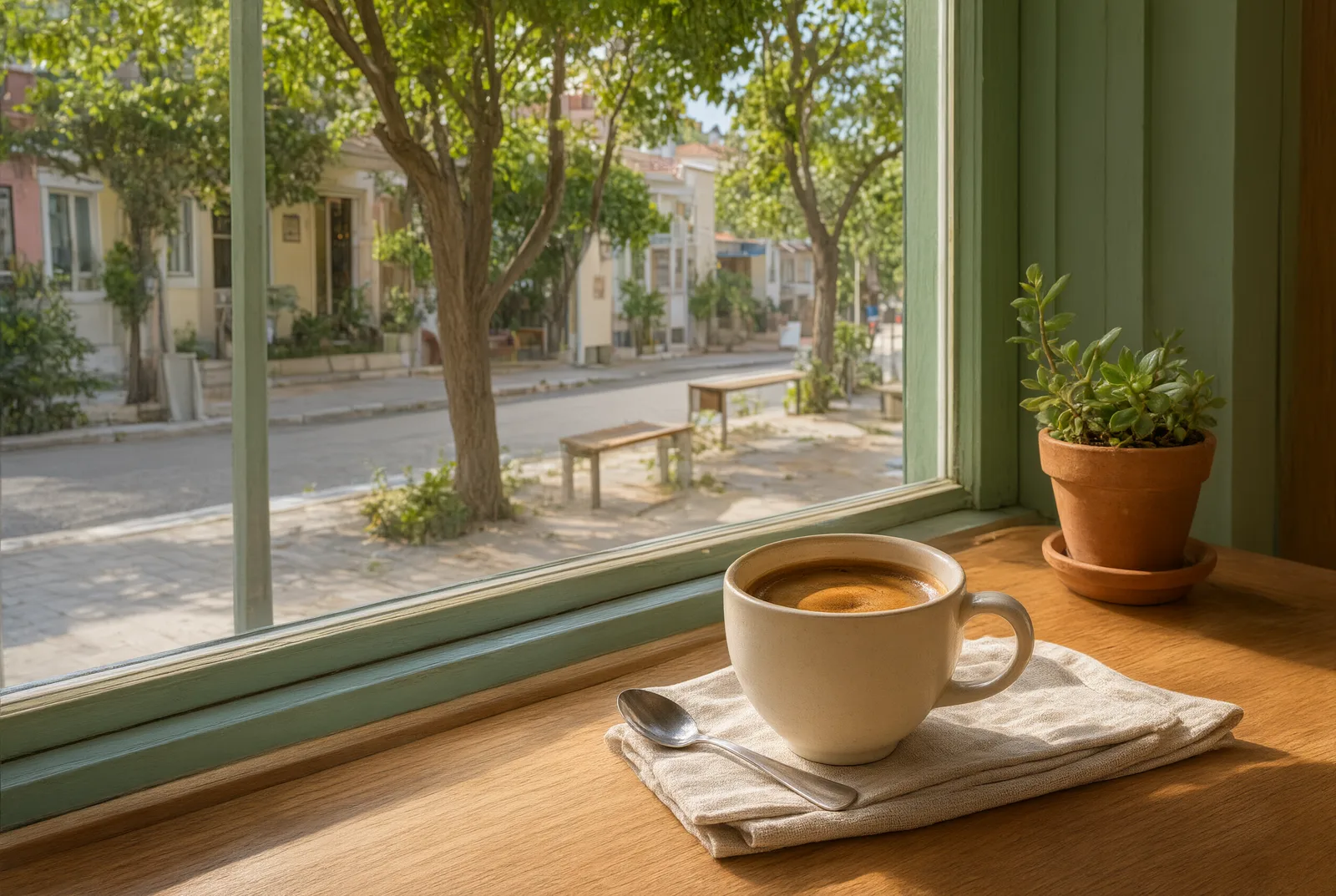 Körfez, Atakum'da bir Starbucks'ın önünde oturan müşteriler, deniz manzaralı kahve keyfi yapıyor.